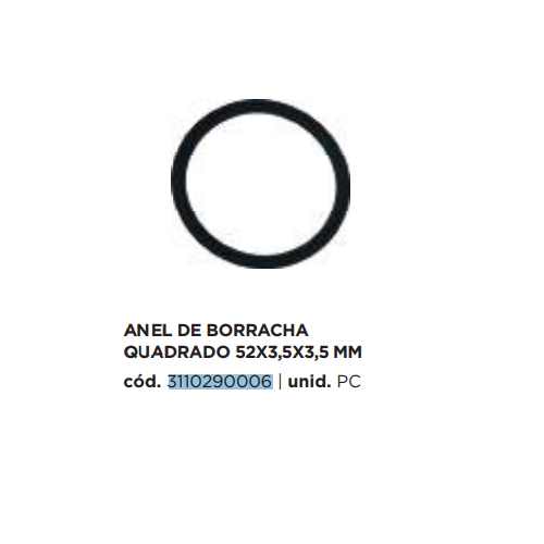 ANEL DE BORRACHA QUADRADO 52X3,5X3,5 MM HIDROMAR 3110290006