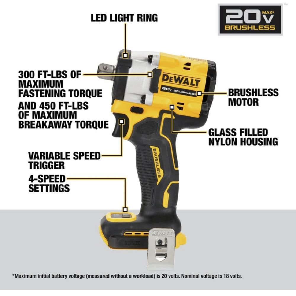 CHAVE DE IMPACTO A BATERIA 20V DCF922-B3 DEWALT 