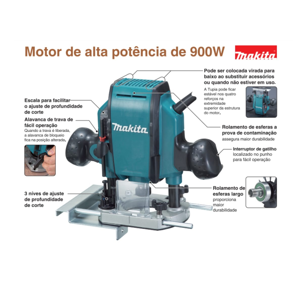 TUPIA MAKITA RP0900 900W 220V 6MM E 1/4