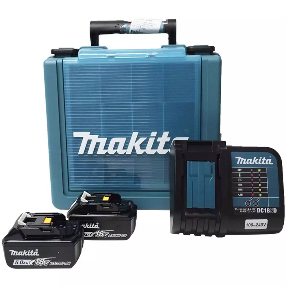 KIT (2 BATERIAS 5AH + CARREGADOR + MALETA) MAKITA KITMAK 1850B