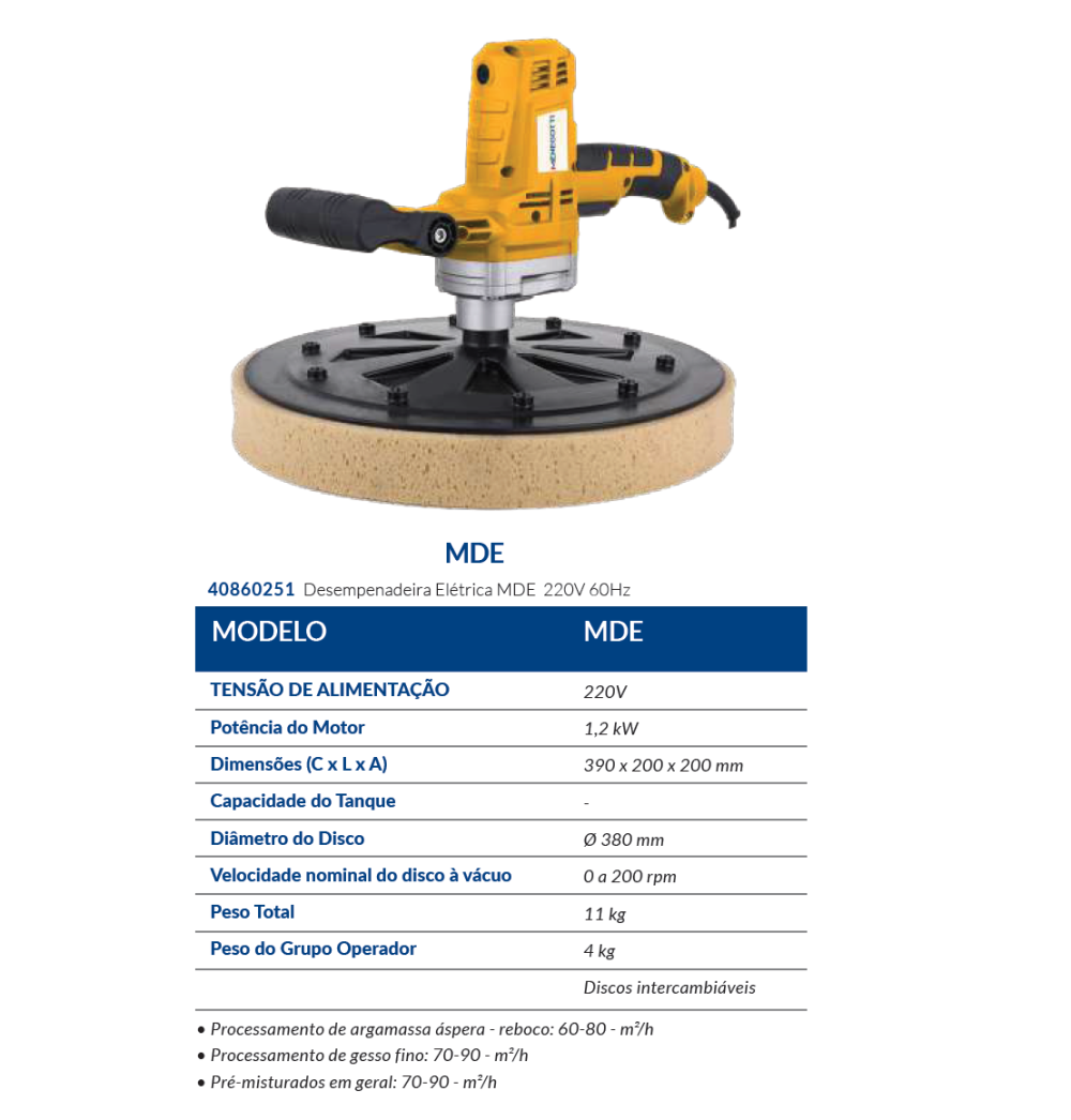 DESEMPENADEIRA ELÉTRICA MDE 220V - 1200W MENEGOTTI 40860251