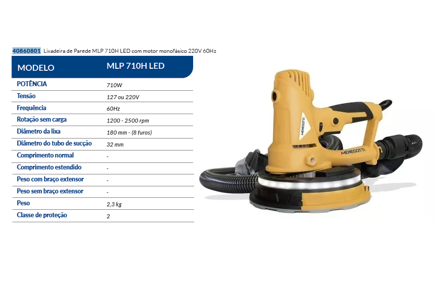 LIXADEIRA DE PAREDE MLP710 LED - 200V MENEGOTTI 40860801