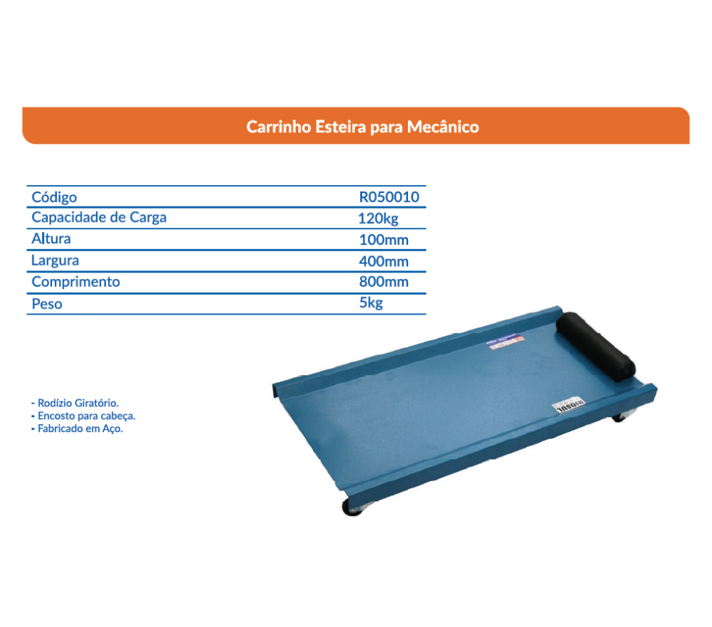 CARRINHO ESTEIRA PARA MECANICO 800MM - RST BOVENAU R050010