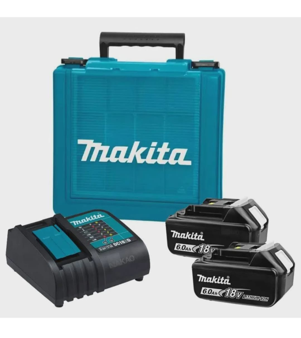 KIT (2 BATERIAS 6AH + CARREGADOR + MALETA) MAKITA KITMAK 1860B